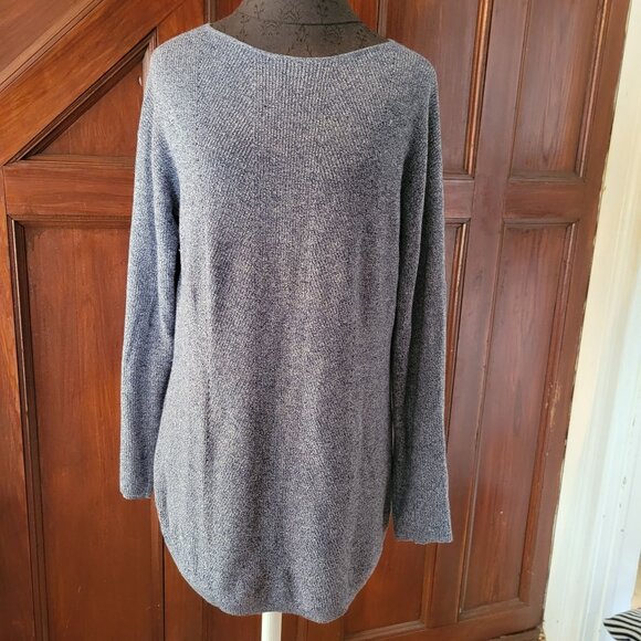 Talbots Womens Medium Heather Blue Long Sleeve Knit Sweater - Picture 1 of 6